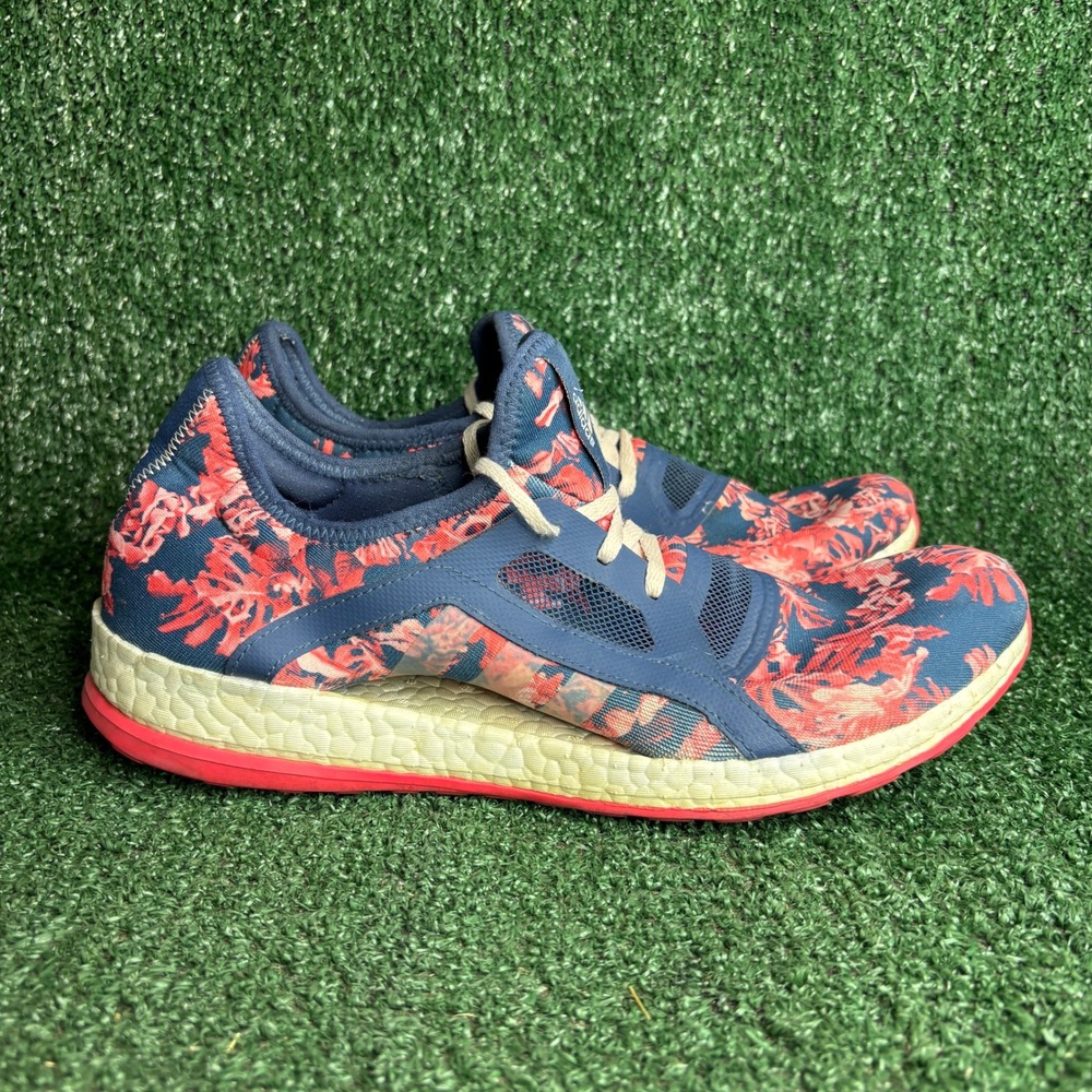Adidas PureBoost X Floral Print Running Athletic Sneakers Blue Womens Size 11.5